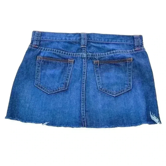 OLD NAVY SPECIAL EDITION DENIM SKIRT•SIZE 4•DARK WASH LEATHER TRIM 5 POCKETS• - Picture 4 of 8